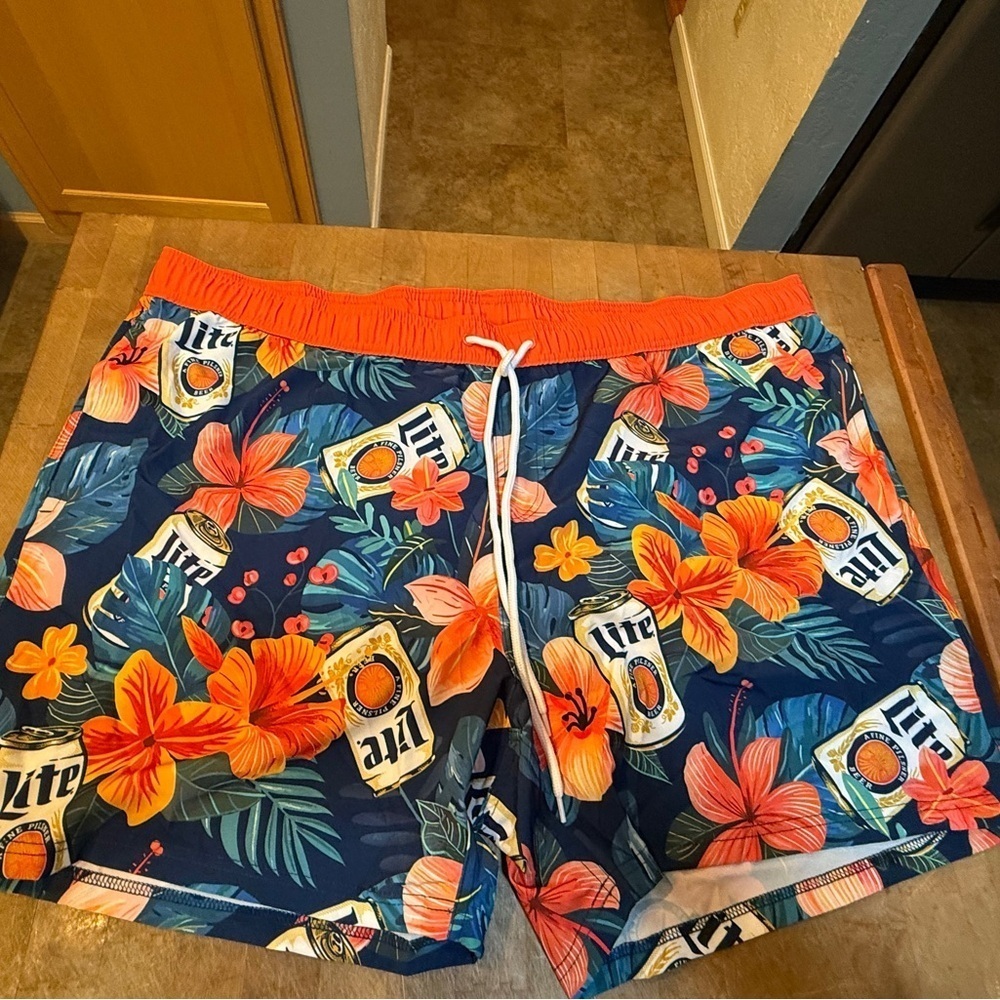 Tropical Floral Miller Lite Men's 3XL Swim Trunks Shorts BRAND NEW